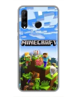 Чехол для Huawei P30 Lite / Nova 4e с картинкой «Minecraft классический мир»
