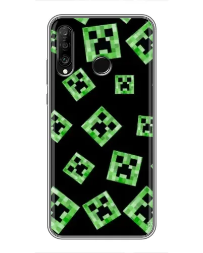 Чехол для Huawei P30 Lite / Nova 4e с картинкой «Паттерн с криперами»