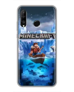 Чехол для Huawei P30 Lite / Nova 4e с картинкой «Minecraft ледяной мир»
