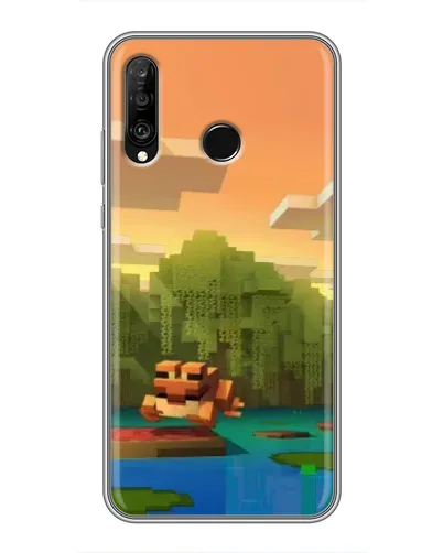 Чехол для Huawei P30 Lite / Nova 4e с картинкой «Майнкрафт закат солнца»