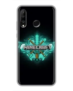 Чехол для Huawei P30 Lite / Nova 4e с картинкой «Minecraft Diamond лого»