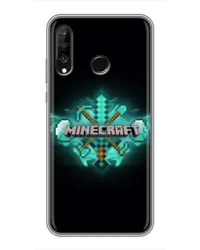 Чехол для Huawei P30 Lite / Nova 4e с картинкой «Minecraft Diamond лого»