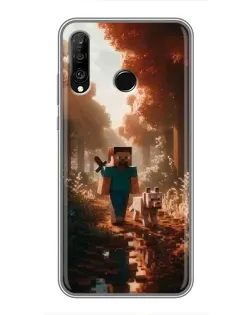 Чехол для Huawei P30 Lite / Nova 4e с картинкой «Стив в лесу»