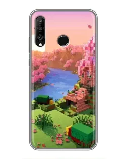 Чехол для Huawei P30 Lite / Nova 4e с картинкой «Розовое дерево Minecraft»