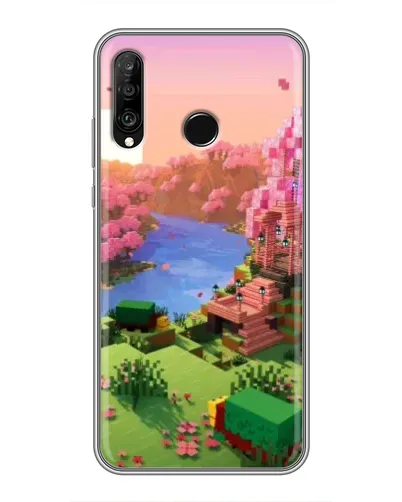 Чехол для Huawei P30 Lite / Nova 4e с картинкой «Розовое дерево Minecraft»