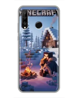 Чехол для Huawei P30 Lite / Nova 4e с картинкой «Зимний Minecraft»