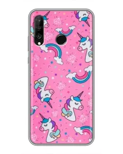 Чохол для Huawei P30 Lite / Nova 4e з картинкою «Unicorn паттерн рожевий»