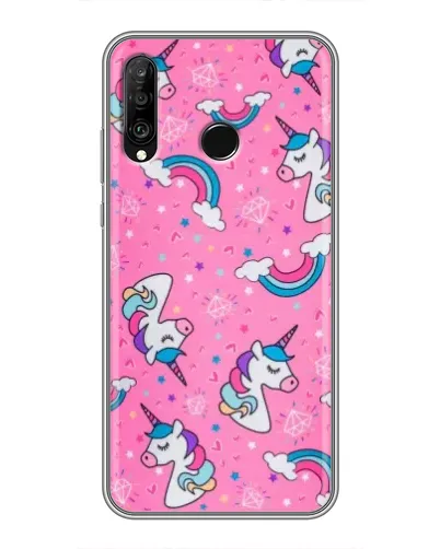 Чехол для Huawei P30 Lite / Nova 4e с картинкой «Unicorn паттерн розовый» Чехол для Huawei P30 Lite / Nova 4e с картинкой «Unicorn паттерн розовый»