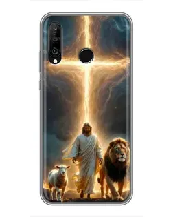 Чехол для Huawei P30 Lite / Nova 4e с картинкой «Лев Иуды и Свет» Чехол для Huawei P30 Lite / Nova 4e с картинкой «Лев Иуды и Свет»