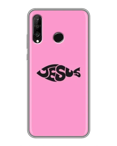 Чехол для Huawei P30 Lite / Nova 4e с картинкой «Розовый символ  Jesus»