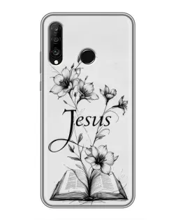 Чехол для Huawei P30 Lite / Nova 4e с картинкой «Цветы и Библия»