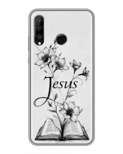 Чехол для Huawei P30 Lite / Nova 4e с картинкой «Цветы и Библия»