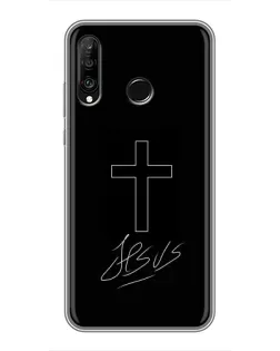 Чехол для Huawei P30 Lite / Nova 4e с картинкой «Графический крест Jesus»