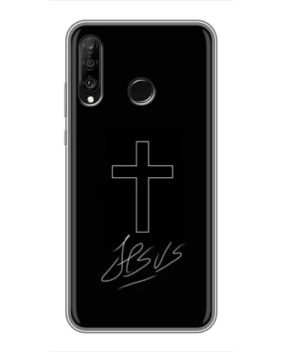 Чехол для Huawei P30 Lite / Nova 4e с картинкой «Графический крест Jesus» Чехол для Huawei P30 Lite / Nova 4e с картинкой «Графический крест Jesus»