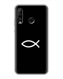 Чехол для Huawei P30 Lite / Nova 4e с картинкой «Символ рыбы Jesus»