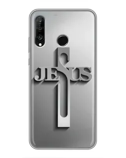 Чехол для Huawei P30 Lite / Nova 4e с картинкой «Металлический крест Jesus»