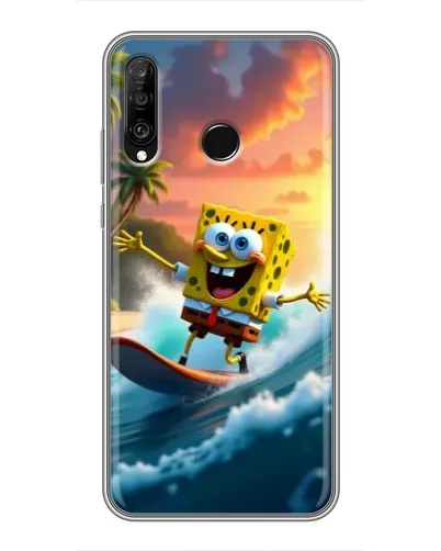 Чохол для Huawei P30 Lite / Nova 4e з картинкою «Губка Боб серфінгіст»