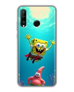 Чехол для Huawei P30 Lite / Nova 4e с картинкой «Спанч Боб под водой»
