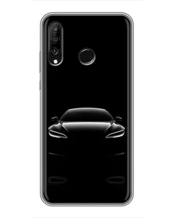 Чехол для Huawei P30 Lite / Nova 4e с картинкой «Силуэт Tesla Night»