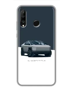 Чехол для Huawei P30 Lite / Nova 4e с картинкой «Серебристый Cybertruck Tesla»