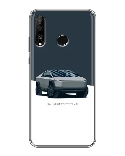 Чехол для Huawei P30 Lite / Nova 4e с картинкой «Серебристый Cybertruck Tesla»