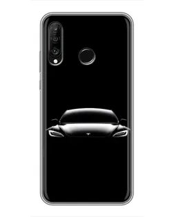 Чехол для Huawei P30 Lite / Nova 4e с картинкой «Фары Tesla Night»