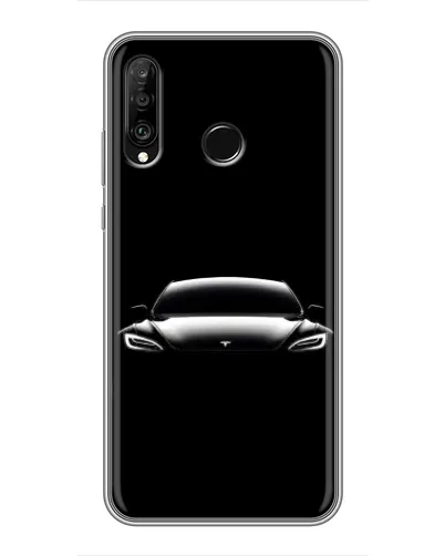 Чехол для Huawei P30 Lite / Nova 4e с картинкой «Фары Tesla Night»