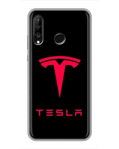 Чехол для Huawei P30 Lite / Nova 4e с картинкой «Tesla Red Logo»