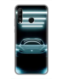 Чехол для Huawei P30 Lite / Nova 4e с картинкой «Tesla в неоне»