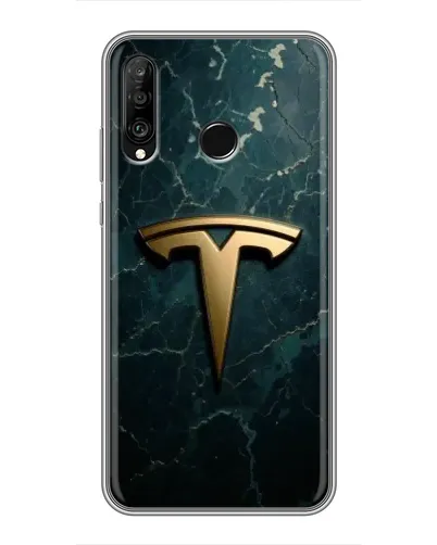Чехол для Huawei P30 Lite / Nova 4e с картинкой «Мраморная Tesla Gold»