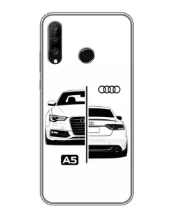 Чехол для Huawei P30 Lite / Nova 4e с картинкой «Audi — контрастный дизайн»
