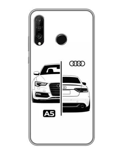 Чехол для Huawei P30 Lite / Nova 4e с картинкой «Audi — контрастный дизайн»