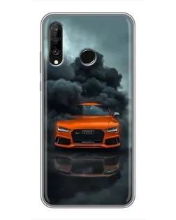 Чехол для Huawei P30 Lite / Nova 4e с картинкой «Audi в облаках дыма»