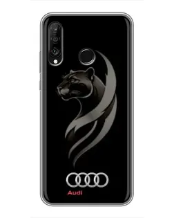 Чехол для Huawei P30 Lite / Nova 4e с картинкой «Графика — пантера и Audi»