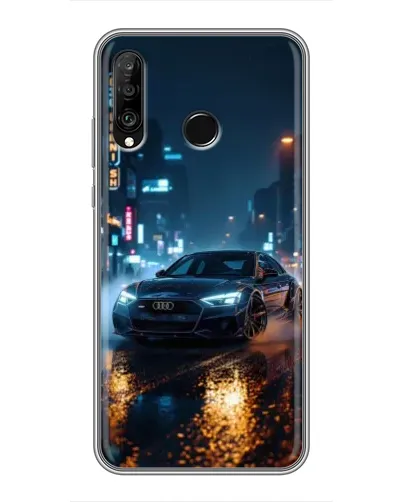 Чехол для Huawei P30 Lite / Nova 4e с картинкой «Ночной город и Audi»