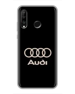 Чехол для Huawei P30 Lite / Nova 4e с картинкой «Audi — золотой логотип»