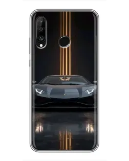 Чехол для Huawei P30 Lite / Nova 4e с картинкой «Lamborghini золотые линии»