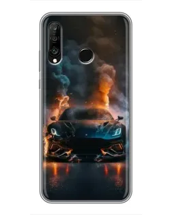 Чехол для Huawei P30 Lite / Nova 4e с картинкой «Lamborghini дымная эстетика»