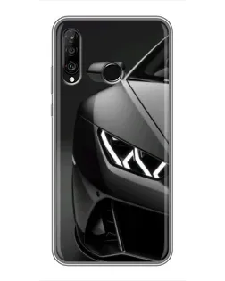 Чехол для Huawei P30 Lite / Nova 4e с картинкой «Lamborghini фары детализация»