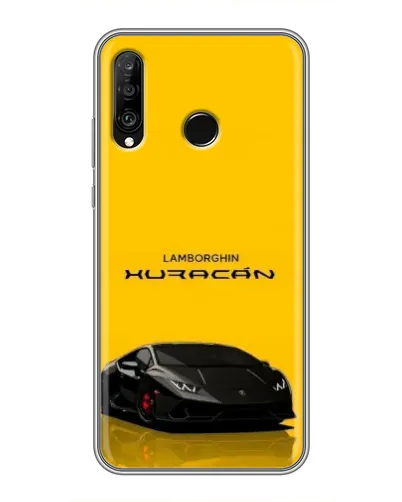 Чехол для Huawei P30 Lite / Nova 4e с картинкой «Lamborghini Huracan черный»