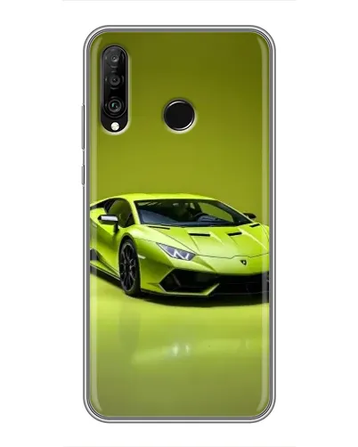 Чехол для Huawei P30 Lite / Nova 4e с картинкой «Салатовый Lamborghini Huracan»