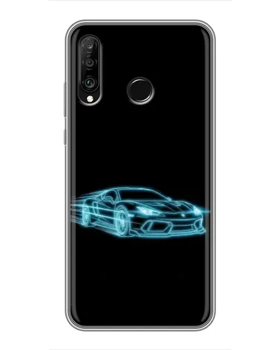 Чехол для Huawei P30 Lite / Nova 4e с картинкой «Неоновый контур Lamborghini»
