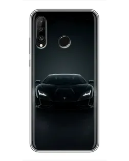 Чехол для Huawei P30 Lite / Nova 4e с картинкой «Черный Lamborghini Aventador»
