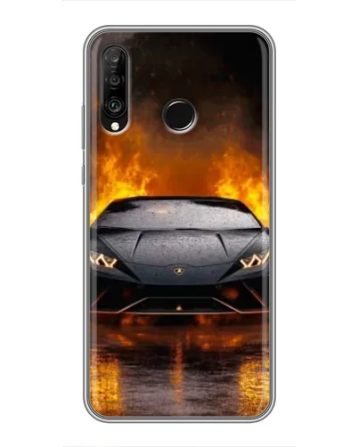 Чехол для Huawei P30 Lite / Nova 4e с картинкой «Lamborghini в огне»