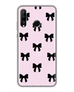 Чехол для Huawei P30 Lite / Nova 4e с картинкой «Черные банты Coquette»