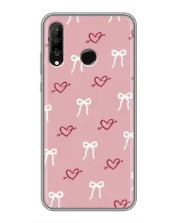Чехол для Huawei P30 Lite / Nova 4e с картинкой «Сердца и банты»