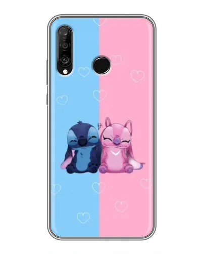 Чехол для Huawei P30 Lite / Nova 4e с картинкой «Stitch и Angel Love»