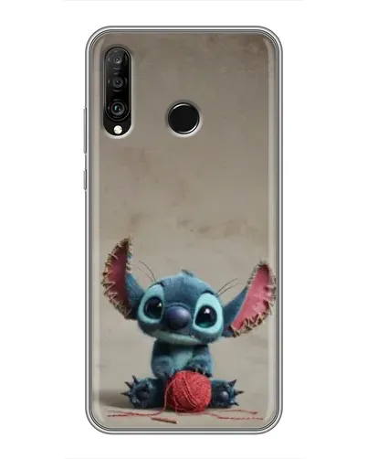 Чехол для Huawei P30 Lite / Nova 4e с картинкой «Стич на коричневом фоне»