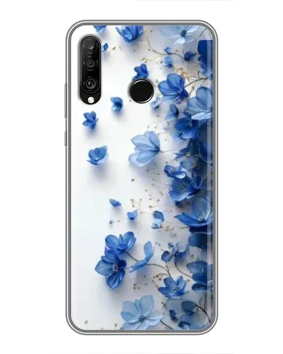 Чехол для Huawei P30 Lite / Nova 4e с картинкой «Голубой цветочный каскад»