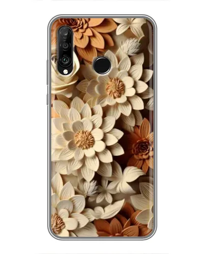 Чехол для Huawei P30 Lite / Nova 4e с картинкой «Бежевый флористический декор»
